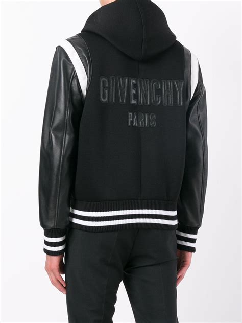 givenchy ribbed sleeve hooded jacket|Givenchy varsity hooded jacket.